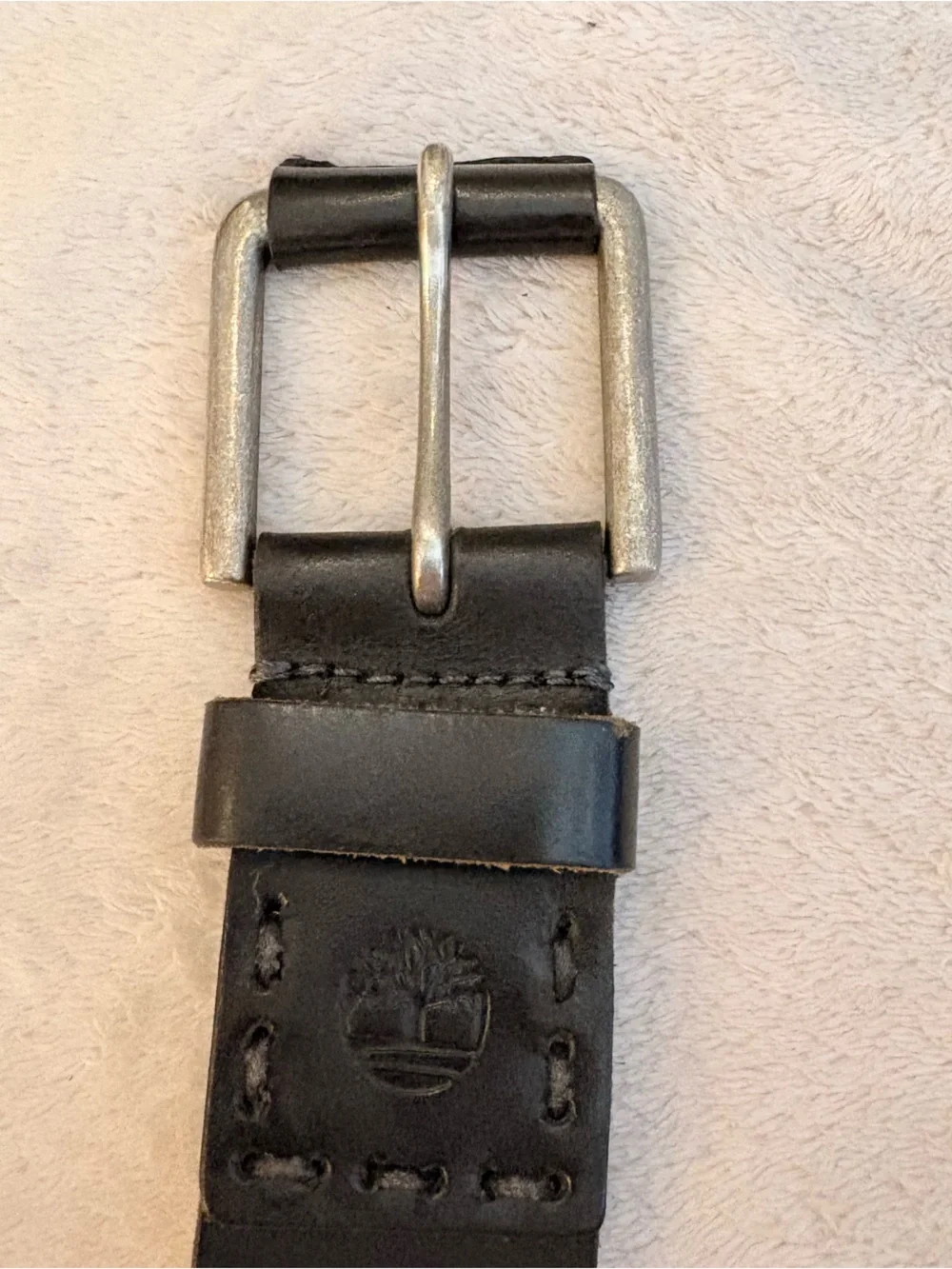 Timberland Black Leather Belt with Silver Roller Buckle Sz 36